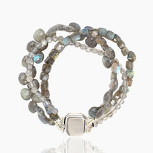 Load image into Gallery viewer, Multi-Strand Labradorite Silver Bracelet