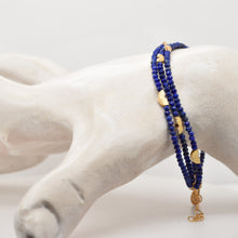 Load image into Gallery viewer, 3 Strand Gold Lapis Bracelet