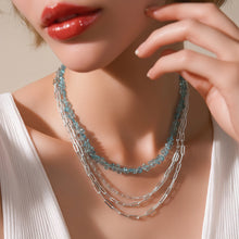 Load image into Gallery viewer, Multi Strand Sterling and Aquamarine Necklace