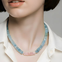 Load image into Gallery viewer, Aquamarine and Morganite Silver Statement Necklace