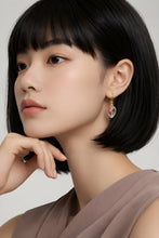 Load image into Gallery viewer, Crystal with Pink Sapphire Gold Earrings