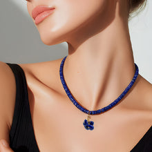 Load image into Gallery viewer, Lapis Discs and Cluster Gold Necklace