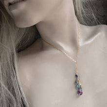 Load image into Gallery viewer, Purple & Blue Colorblock Dangly Necklace