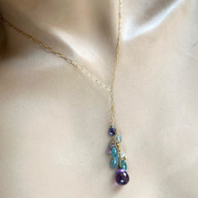 Load image into Gallery viewer, Purple & Blue Colorblock Dangly Necklace