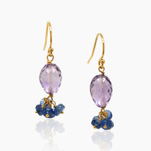 Load image into Gallery viewer, Amethyst & Kyanite Cluster Drop Earrings