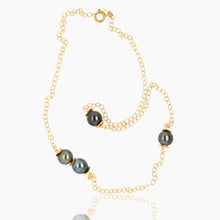 Load image into Gallery viewer, Black Tahitian Pearl Chain Necklace