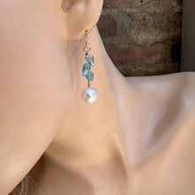 Load image into Gallery viewer, Blue Topaz With Pearl Gold Earrings
