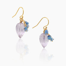 Load image into Gallery viewer, Carved Lavender Amethyst Drops with Blue Opal Earring