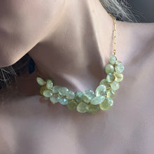Load image into Gallery viewer, Chunky Prehnite Bib Gold Necklace