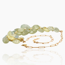 Load image into Gallery viewer, Chunky Prehnite Bib Gold Necklace