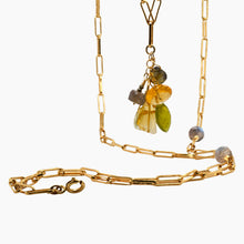 Load image into Gallery viewer, Long Citrine Cluster Gold Necklace
