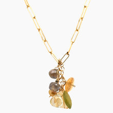 Load image into Gallery viewer, Long Citrine Cluster Gold Necklace