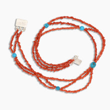 Load image into Gallery viewer, Coral and Turquoise 3 Strand Necklace