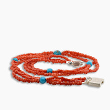 Load image into Gallery viewer, Coral and Turquoise 3 Strand Necklace