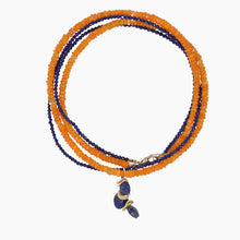 Load image into Gallery viewer, Orange Opals and Lapis Double Strand Necklace