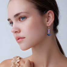 Load image into Gallery viewer, Amethyst & Kyanite Cluster Drop Earrings