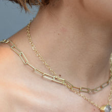 Load image into Gallery viewer, Hand Fabricated Square Link 10K Gold & Sterling Chain Necklace
