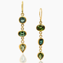 Load image into Gallery viewer, Trio Tourmaline 22K Gold Earrings