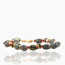Load image into Gallery viewer, Signature Labradorite Herringbone with Ruby Gold Bracelet