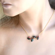 Load image into Gallery viewer, Signature Labradorite Bud with Ruby Red Gold Necklace