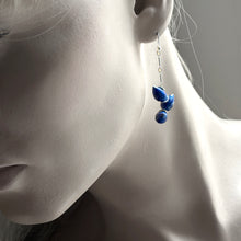 Load image into Gallery viewer, Lapis Silver Herringbone Earrings