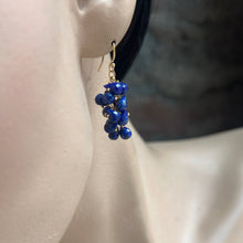 Load image into Gallery viewer, Cascading Lapis Gold Earrings