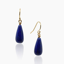 Load image into Gallery viewer, Smooth Lapis Gold Drop Earrings