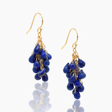 Load image into Gallery viewer, Cascading Lapis Gold Earrings