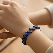 Load image into Gallery viewer, Signature Lapis Herringbone Sterling Bracelet