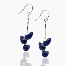 Load image into Gallery viewer, Lapis Silver Herringbone Earrings