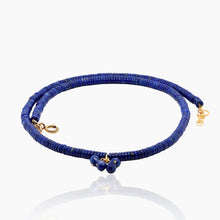 Load image into Gallery viewer, Lapis Discs and Cluster Gold Necklace