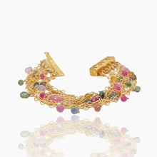 Load image into Gallery viewer, 6 Strand Gold Bracelet with Sapphires