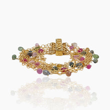 Load image into Gallery viewer, 6 Strand Gold Bracelet with Sapphires