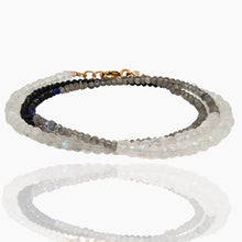 Load image into Gallery viewer, Triple Wrap Monochromatic Moonstone, Labradorite, Spinel Bracelet/Necklace