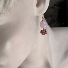 Load image into Gallery viewer, Morganite Rounds with Pink Touramline Cluster Earrings