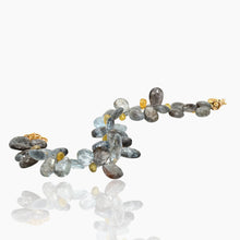 Load image into Gallery viewer, Moss Aquamarine with Yellow Sapphires Gold Bracelet