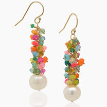 Load image into Gallery viewer, Opals with White Pearl Gold Earrings