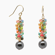 Load image into Gallery viewer, Opals with Black Tahitian Pearl old Earrings