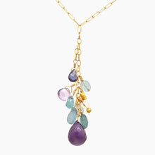 Load image into Gallery viewer, Purple & Blue Colorblock Dangly Necklace