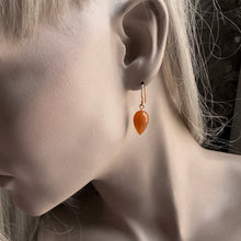 Load image into Gallery viewer, Red Spinel Drop Gold Earrings