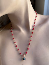 Load image into Gallery viewer, Ruby and Black Tahitian Pearl Necklace
