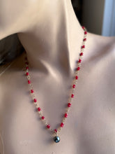 Load image into Gallery viewer, Ruby and Black Tahitian Pearl Necklace