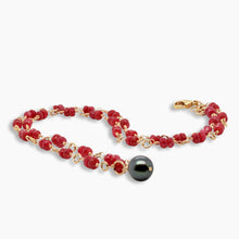 Load image into Gallery viewer, Ruby and Black Tahitian Pearl Necklace