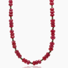 Load image into Gallery viewer, Ruby and Pyrite Gold Necklace