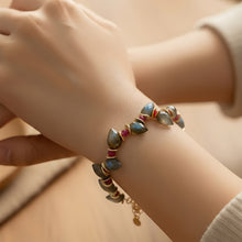 Load image into Gallery viewer, Signature Labradorite Herringbone with Ruby Gold Bracelet