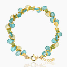 Load image into Gallery viewer, Signature Aqua Apatite, Prehnite & Peridot Gold Bracelet