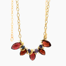 Load image into Gallery viewer, Signature Mini Garnet Marquis & Tanzanite Gold Necklace