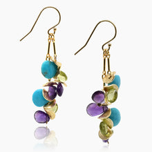 Load image into Gallery viewer, Signature Turquoise Peridot Amethyst Gold Earrings