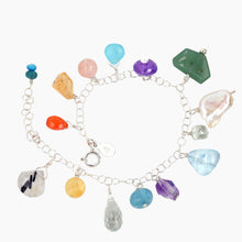 Load image into Gallery viewer, Gemstone Silver Charm Bracelet