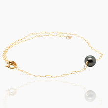 Load image into Gallery viewer, Single Black Tahitian Pearl Gold Choker